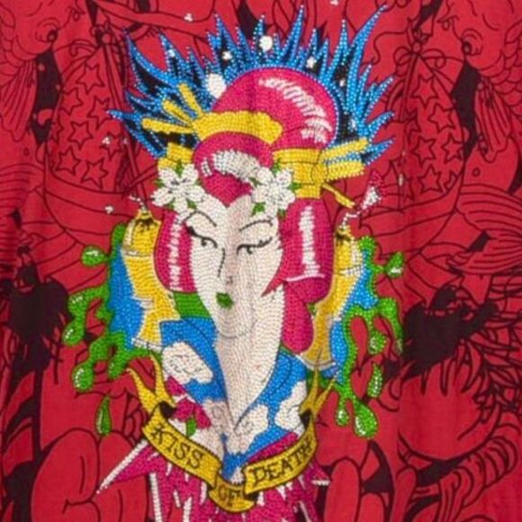 Ed Hardy Blinged Out Geisha Jersey Knit Dress Size M - Picture 3 of 3